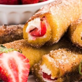 French Toast Roll Ups on a plate