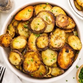 Fried Onions and Potatoes in a bowl