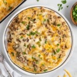 a dinner plate of Hamburger Rice Casserole