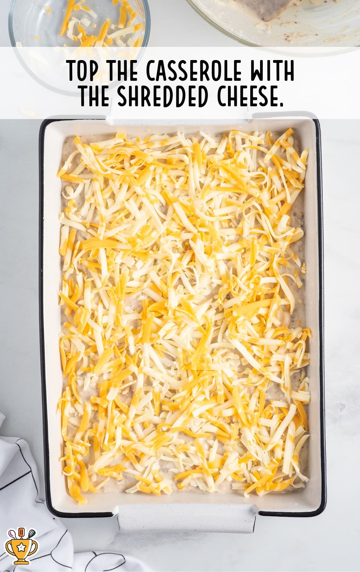 the rice mixture covered in cheese