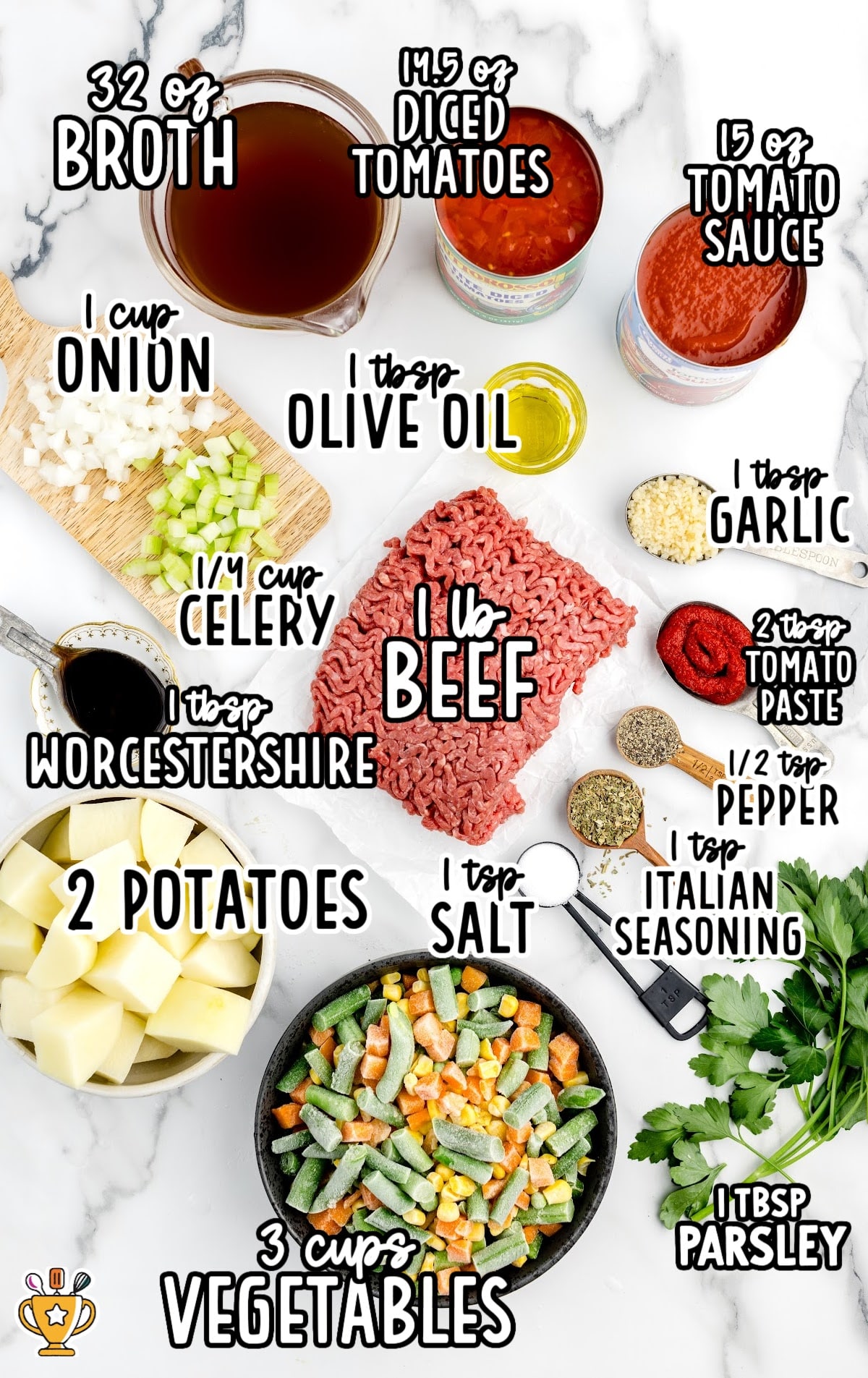 Ingredients for making Hamburger Soup Crockpot