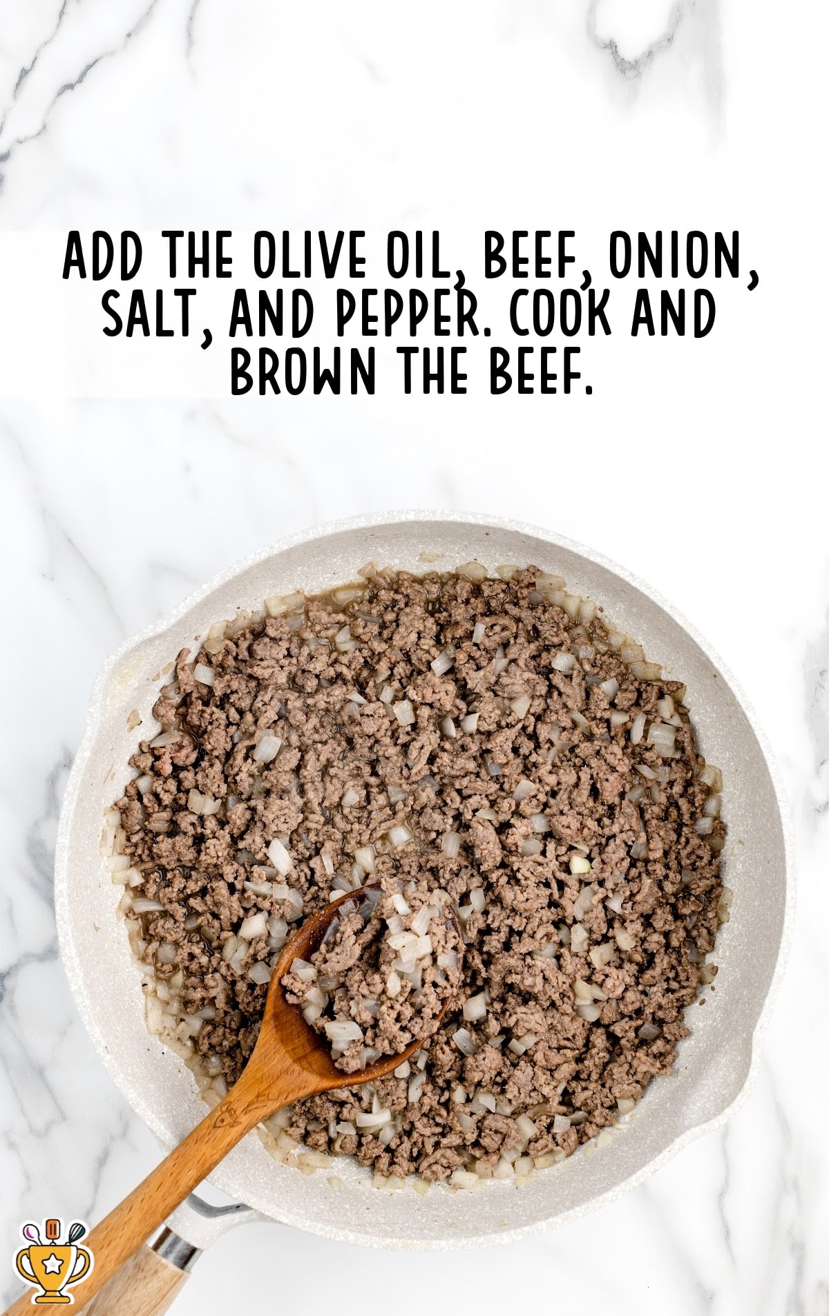 olive oil, beef, onion, salt and pepper added in a crockpot full of beef
