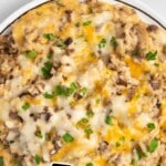 a dinner plate of cheesy hamburger casserole