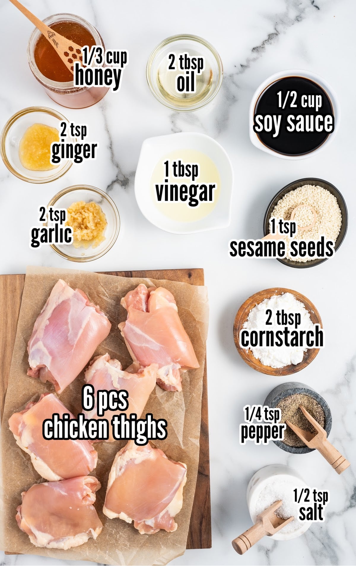 ingredients for making Honey Glazed Chicken