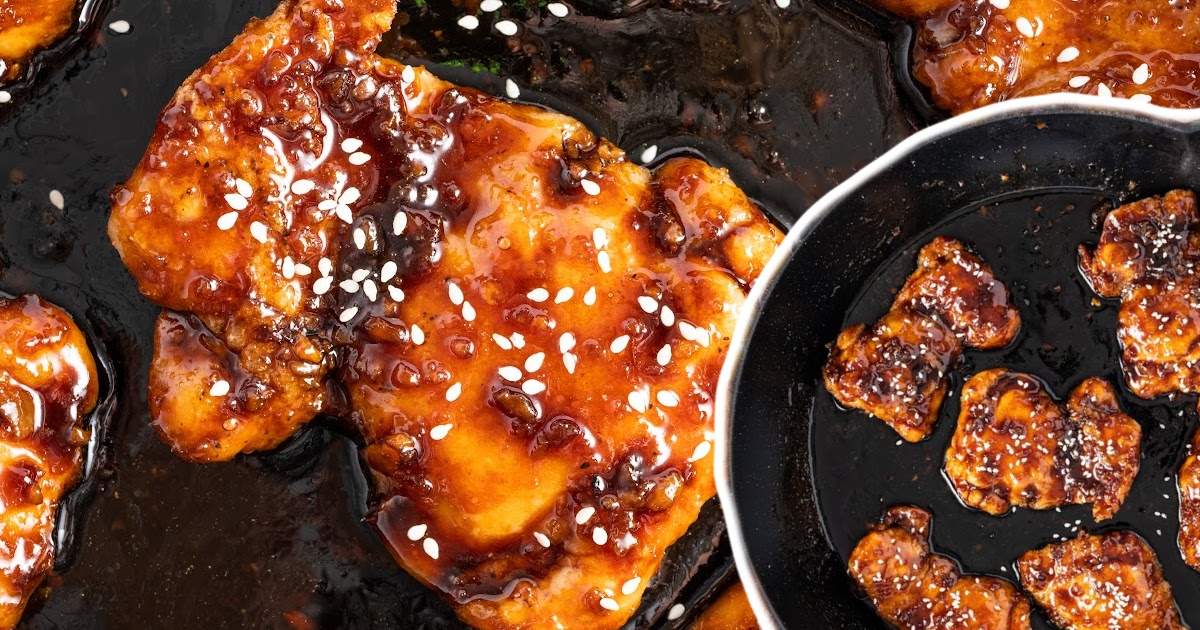 a close up photo of Honey Glazed Chicken