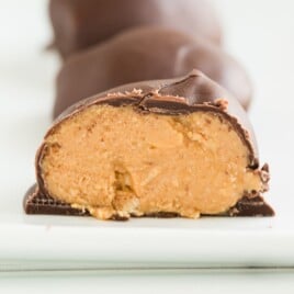Keto Chocolate Peanut Butter Ball on a white board
