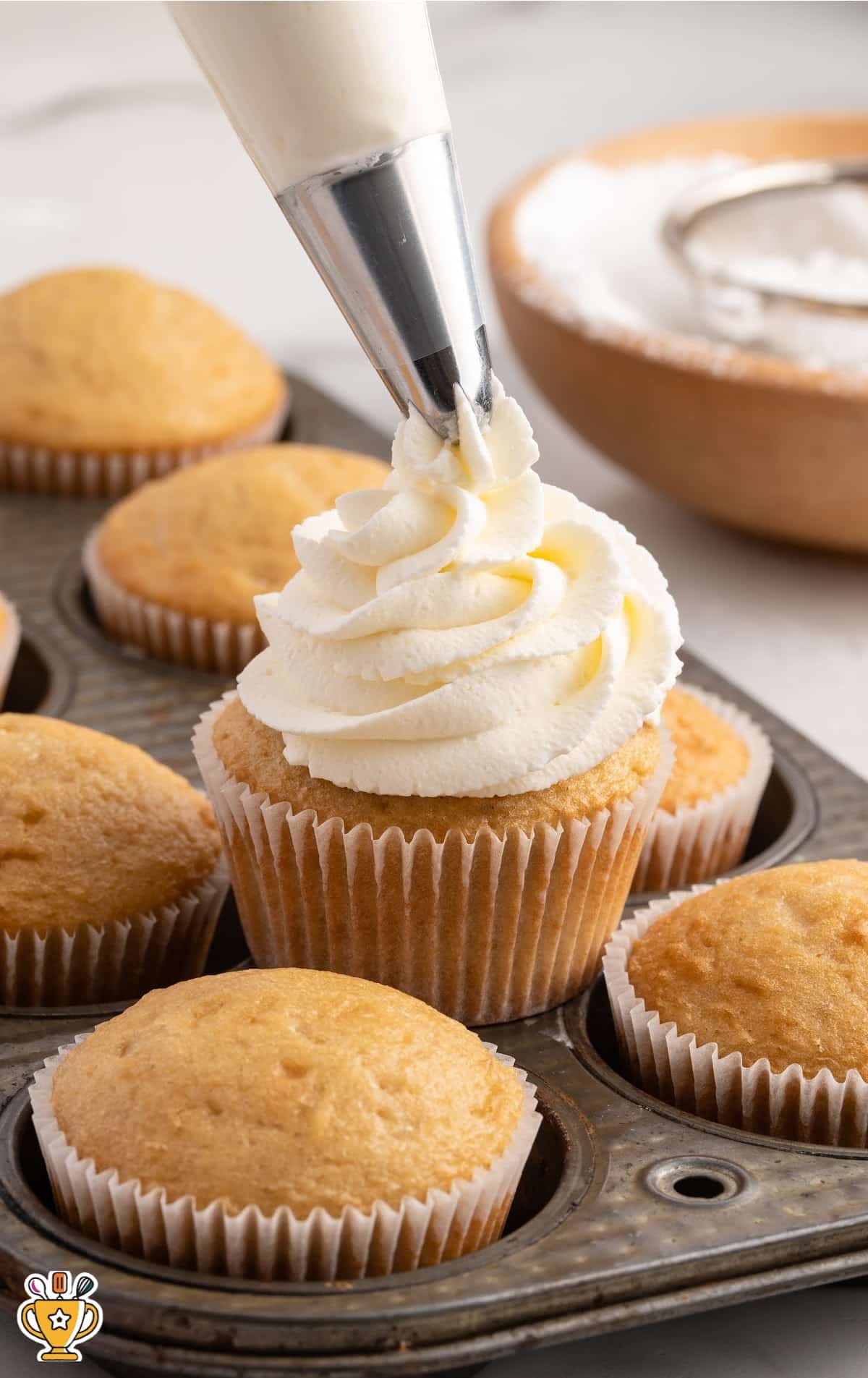 Mascarpone Frosting on a cupcake