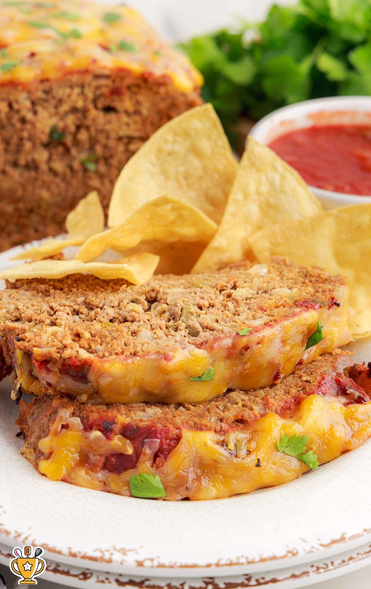 Mexican Meatloaf slices on a plate