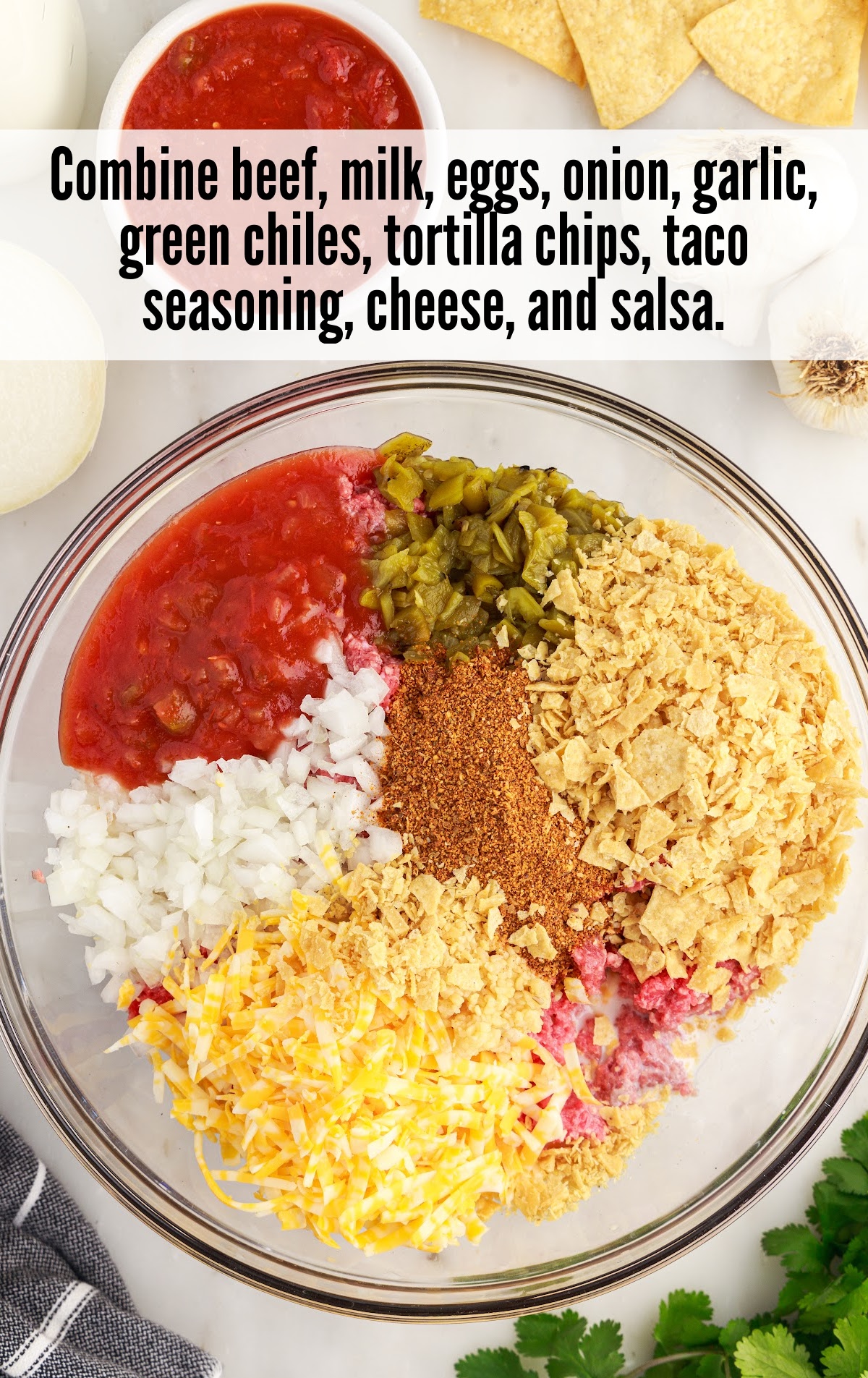 Mexican Meatloaf ingredients in a bowl