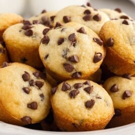 Mini Chocolate Chip Muffins on a plate
