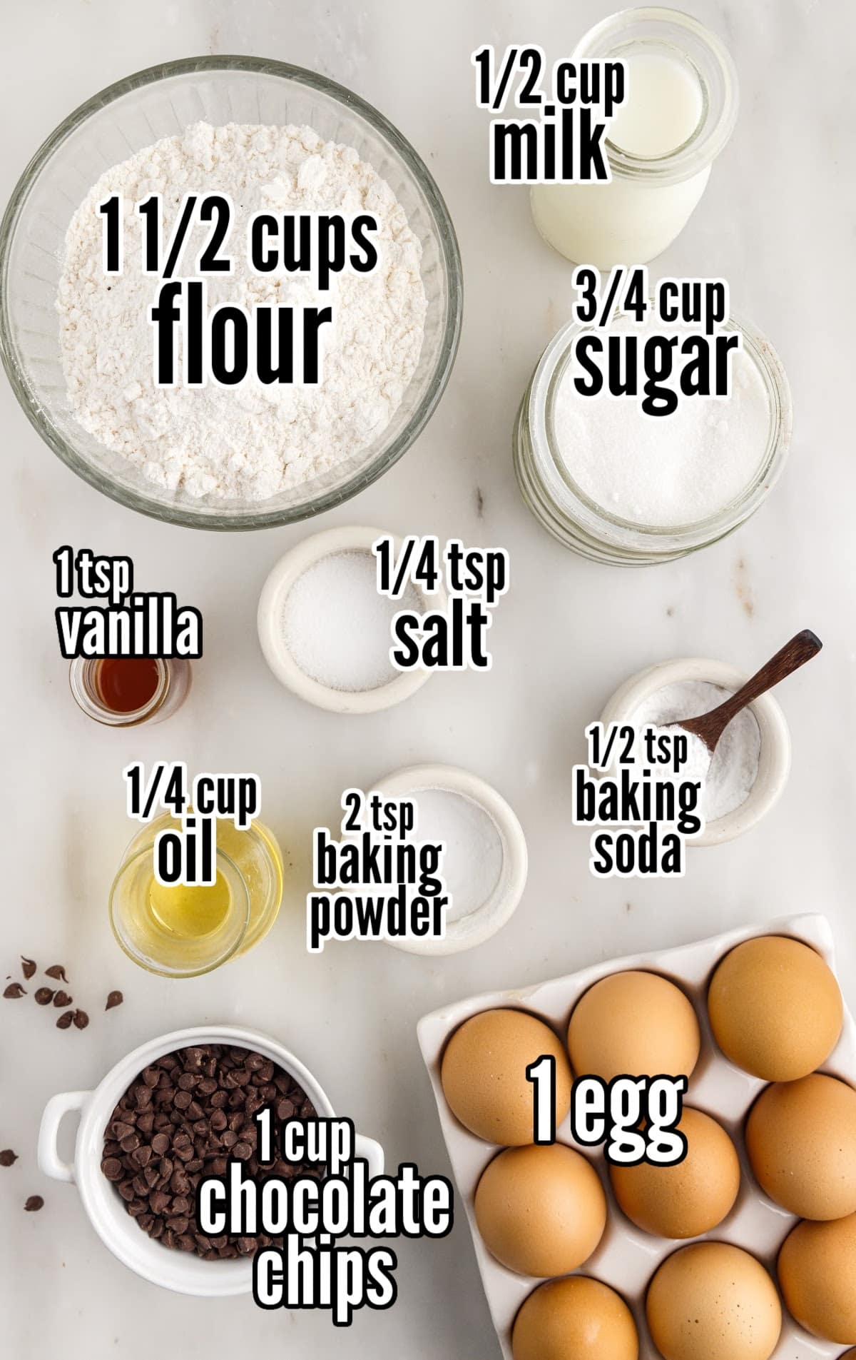 Ingredients for making muffins