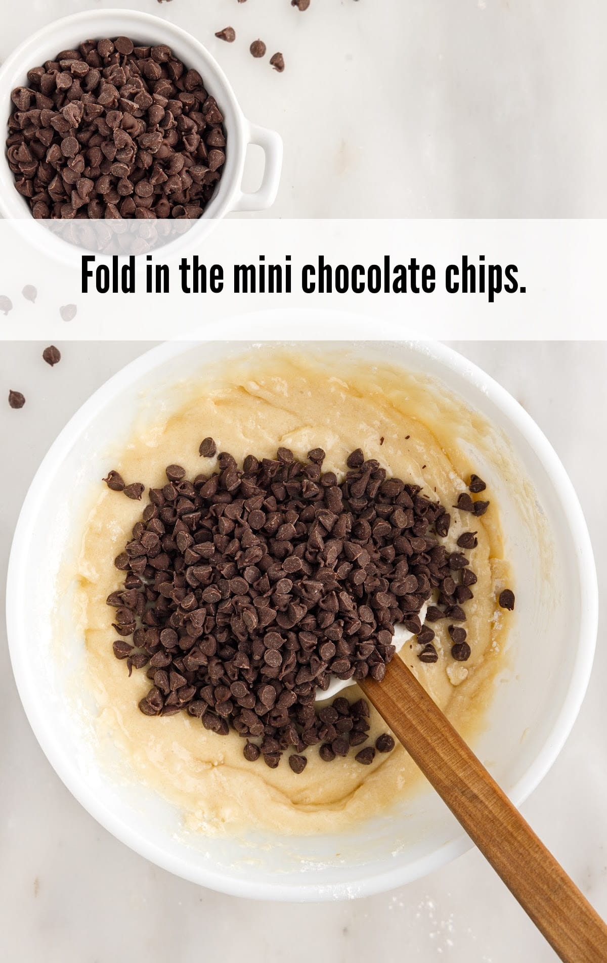 mini chocolate chips mixed in a bowl