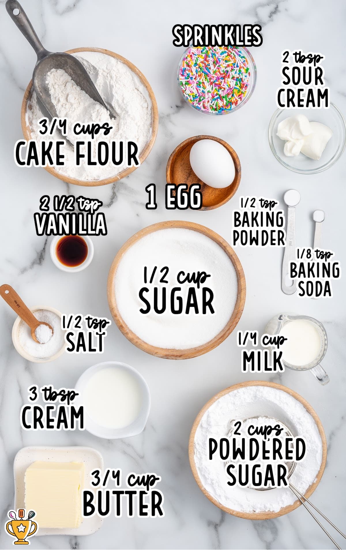 Ingredients for Mini Cupcakes.