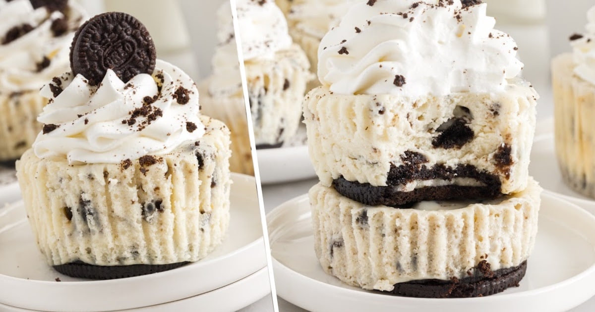 Mini Oreo Cheesecakes on plates