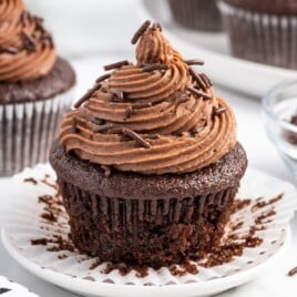Moist Chocolate Cupcake on a plate