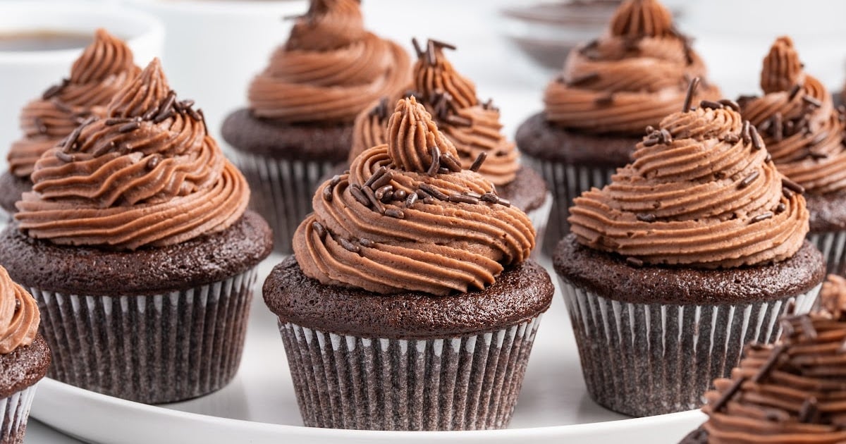 Moist Chocolate Cupcakes on a plate