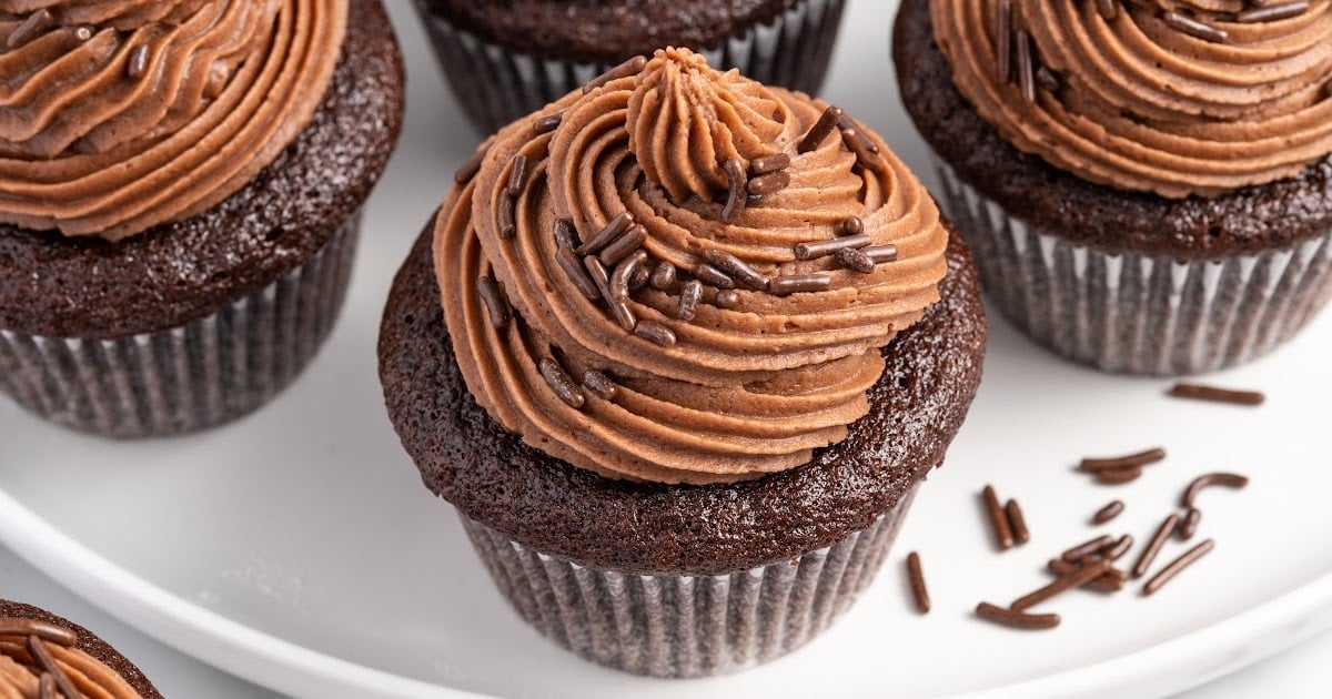 Moist Chocolate Cupcakes on a plate