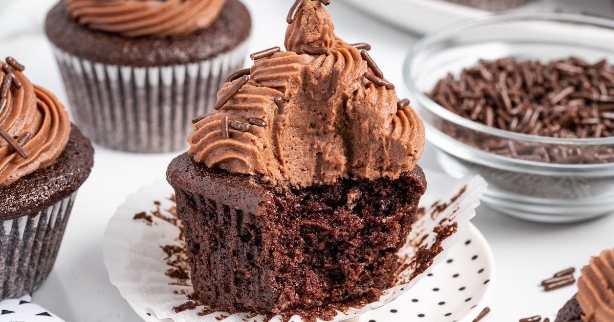 Moist Chocolate Cupcake on a plate