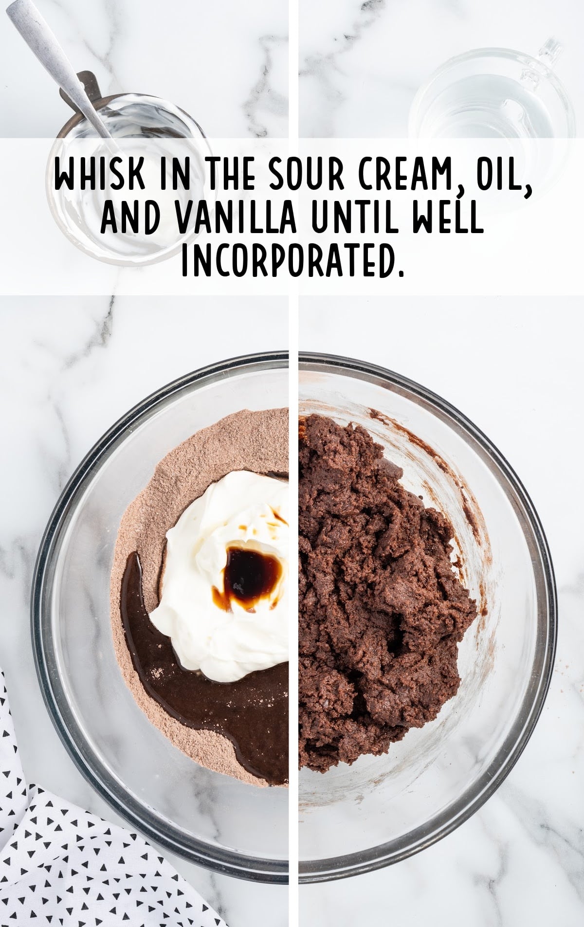 sour cream, oil and vanilla in a bowl