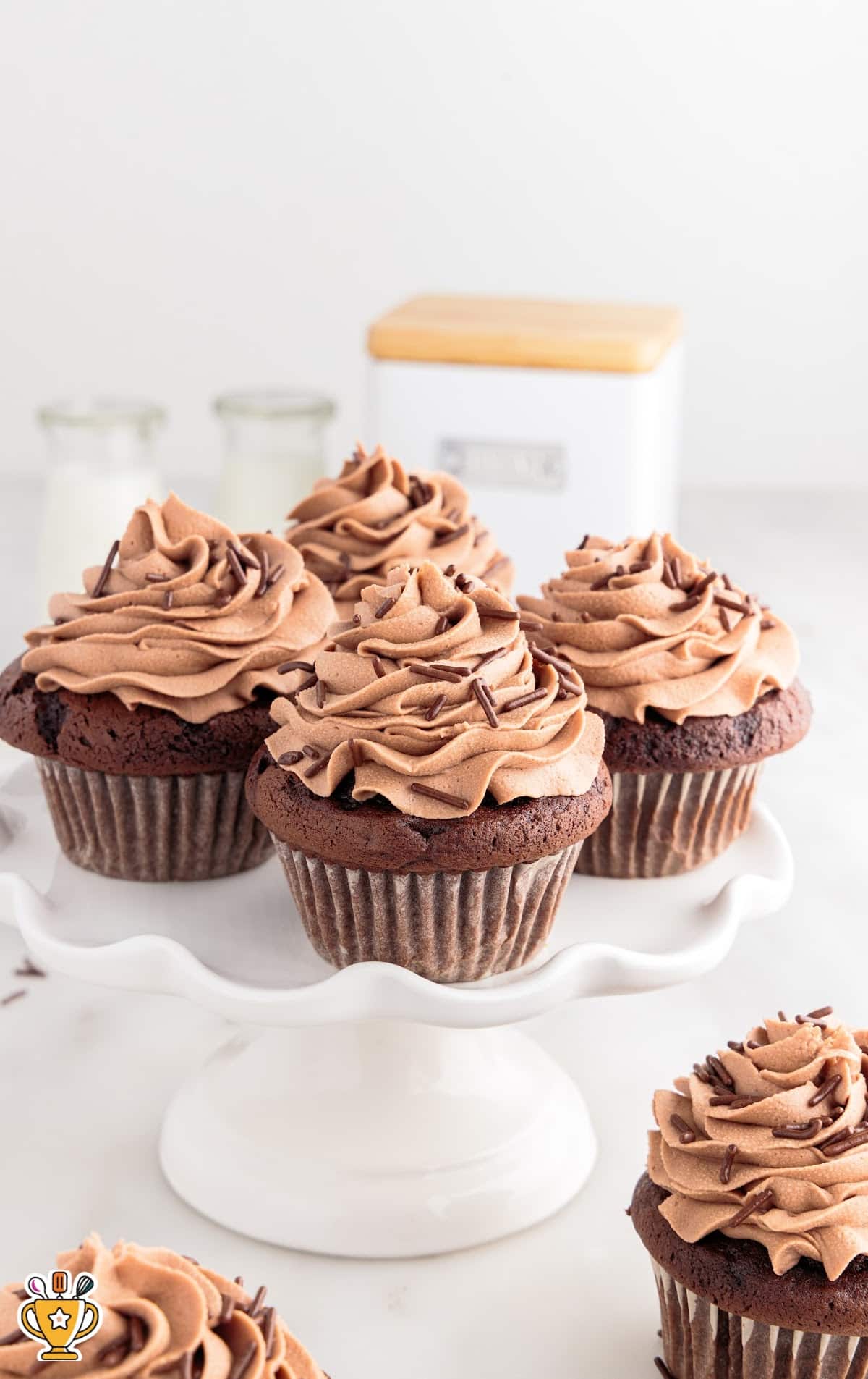 Nutella Cupcakes on a cupcake stand display