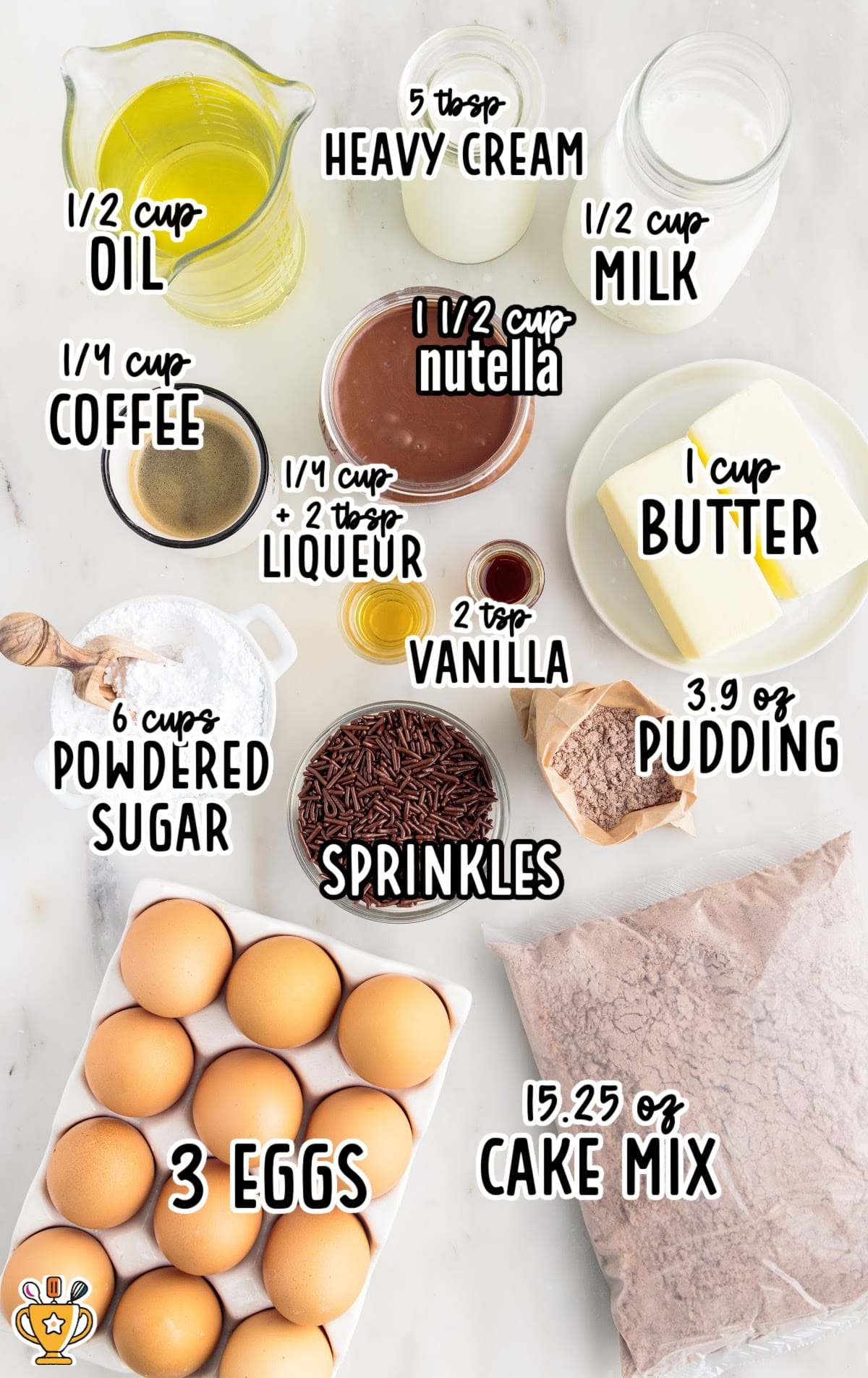 Ingredients for making Nutella Cupcakes