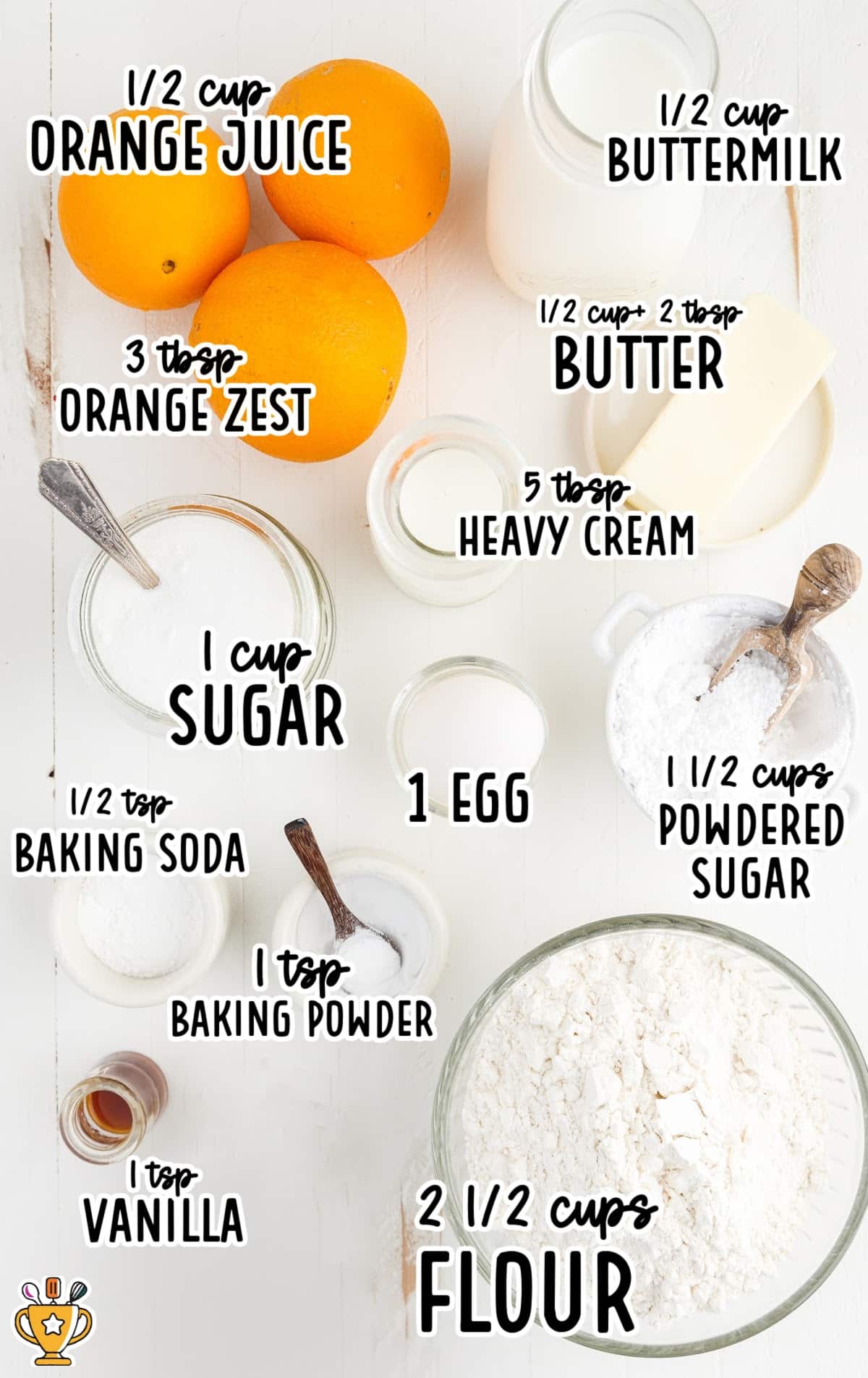 Ingredients for making Orange Cookies