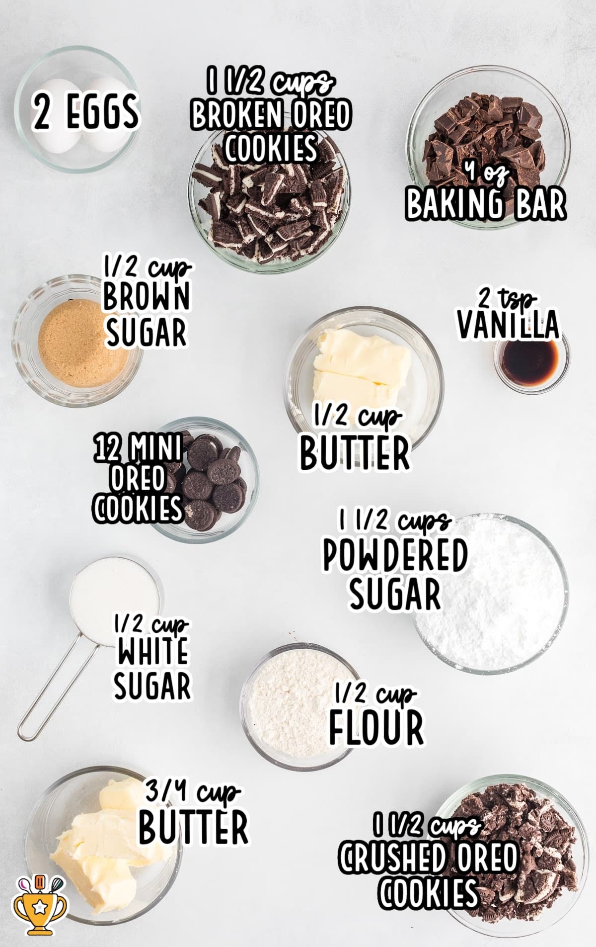 Ingredients to make Oreo cupcakes.