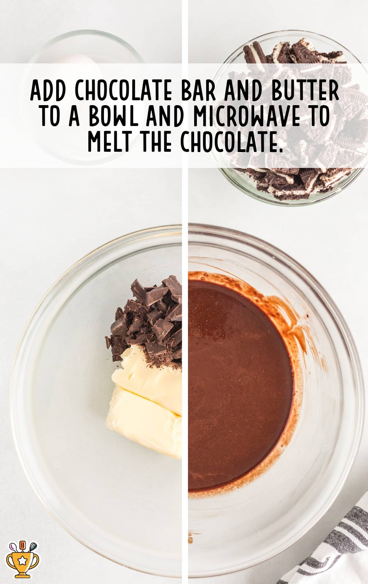 A bowl of melted chocolate and butter.