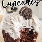 A close up of an Oreo cupcake.