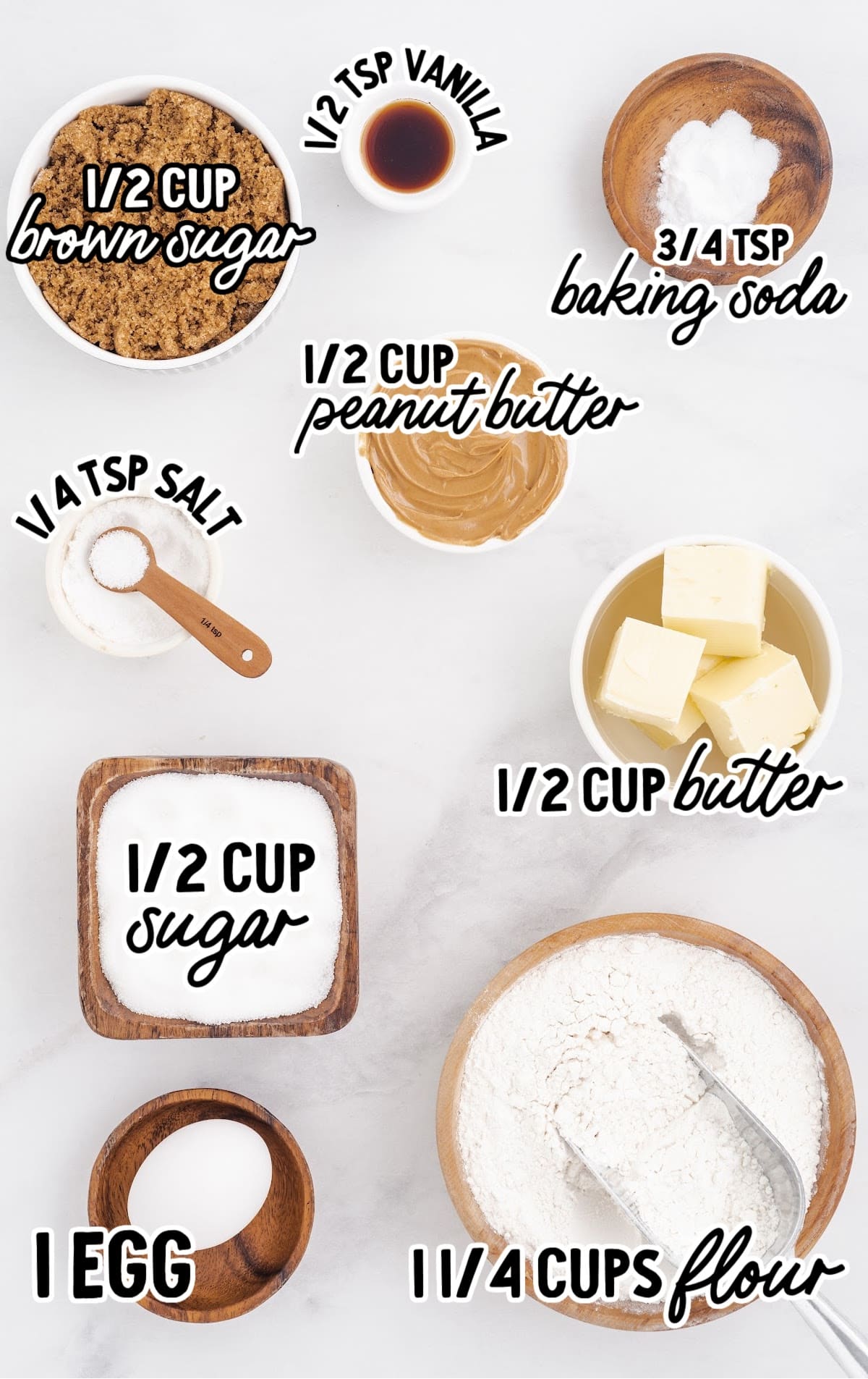 Ingredients for making Peanut Butter Cookies