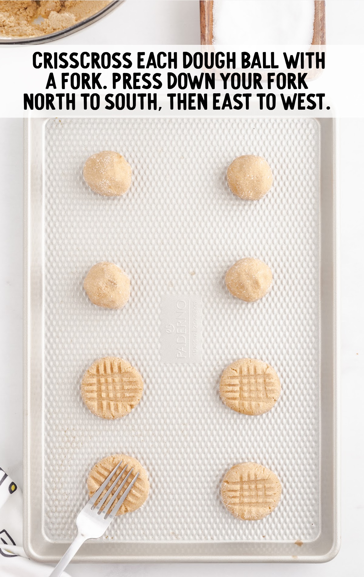 Peanut Butter Cookies dough on a baking tray