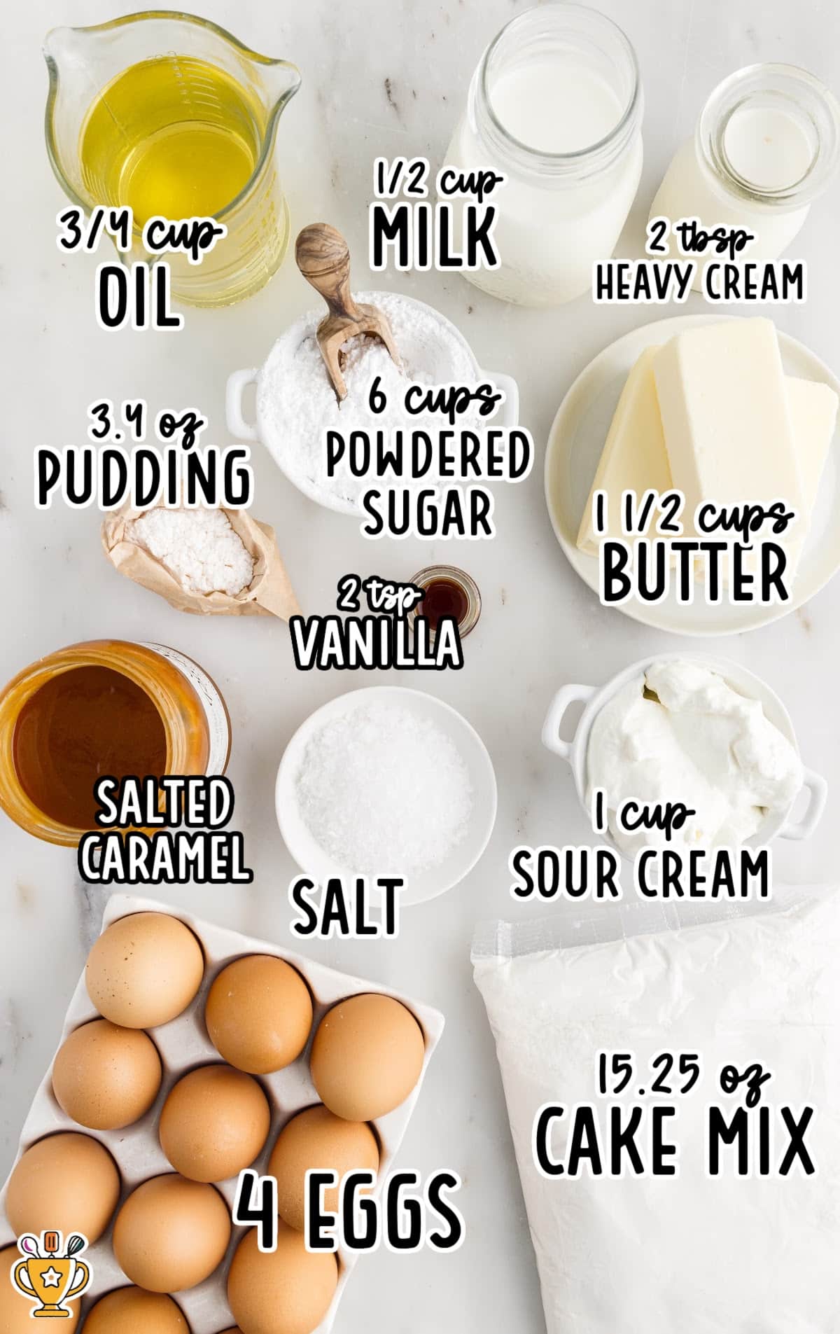 ingredients needed to make Salted Caramel Cupcakes