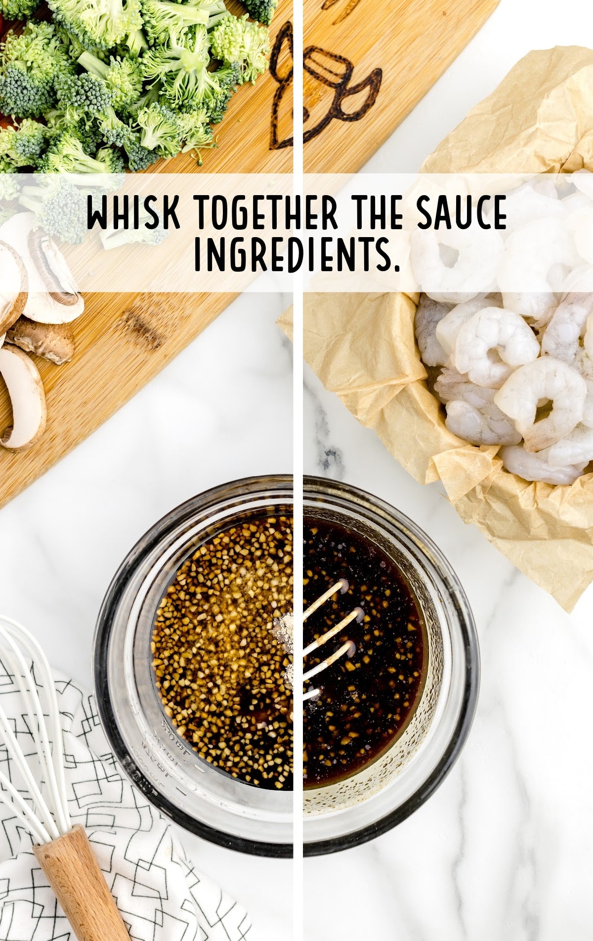 sauce ingredients in a frying pan
