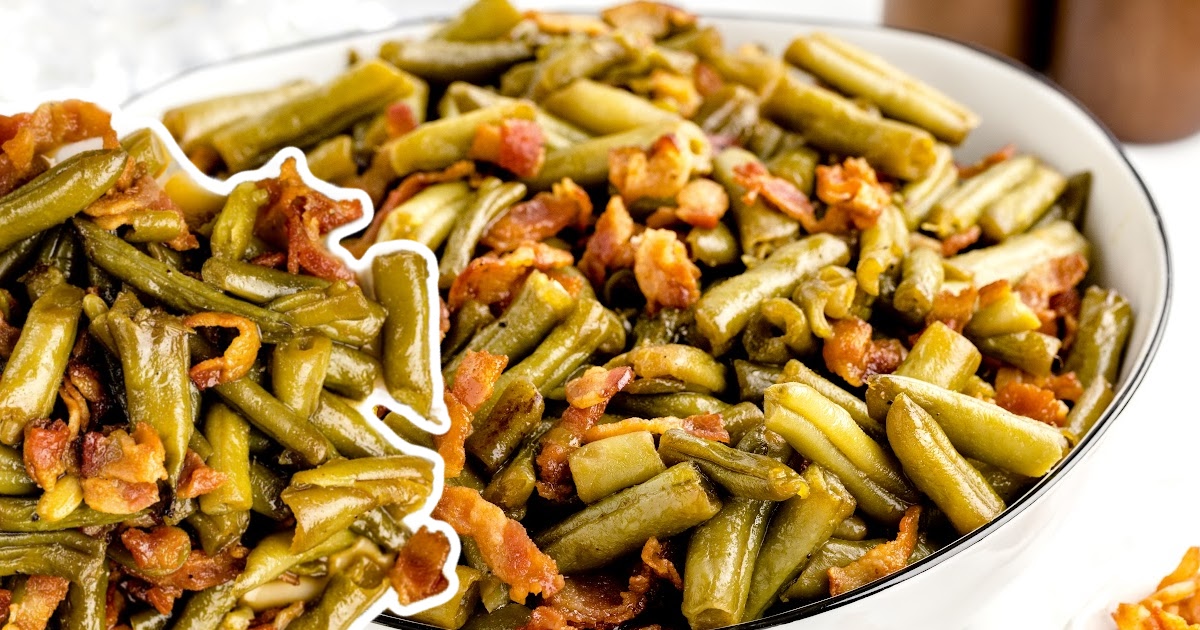 A big bowl of smothered green beans.