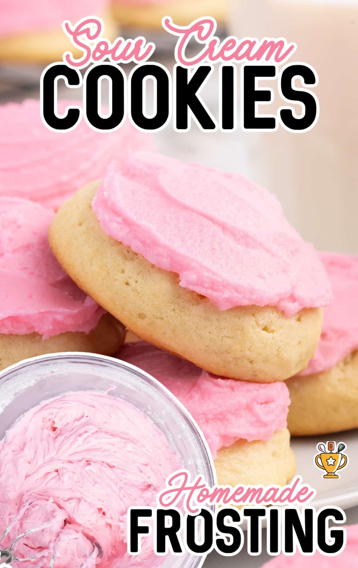 Sour Cream Cookies stacked on a plate