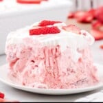 a piece of Strawberry Angel Food Cake on a plate