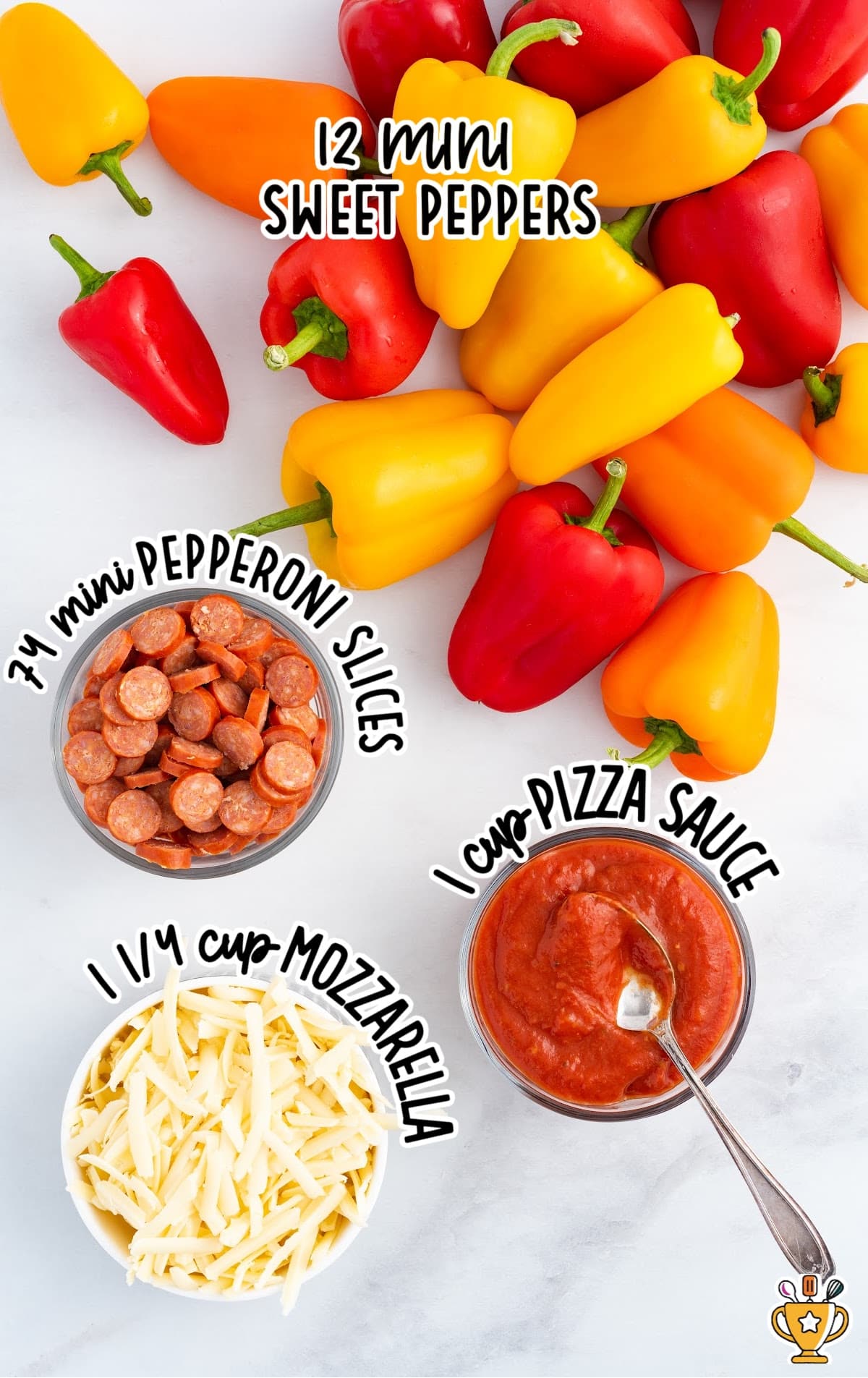 Ingredients to make Mini Pepper Pizzas