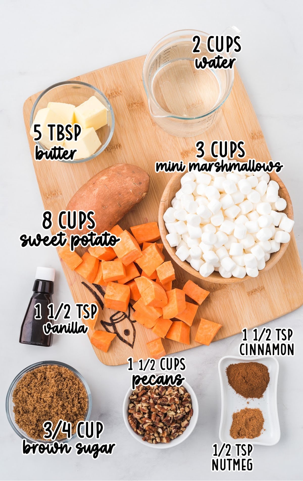 Ingredients for making Sweet Potato Casserole