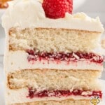 A piece of White Chocolate Raspberry Cake