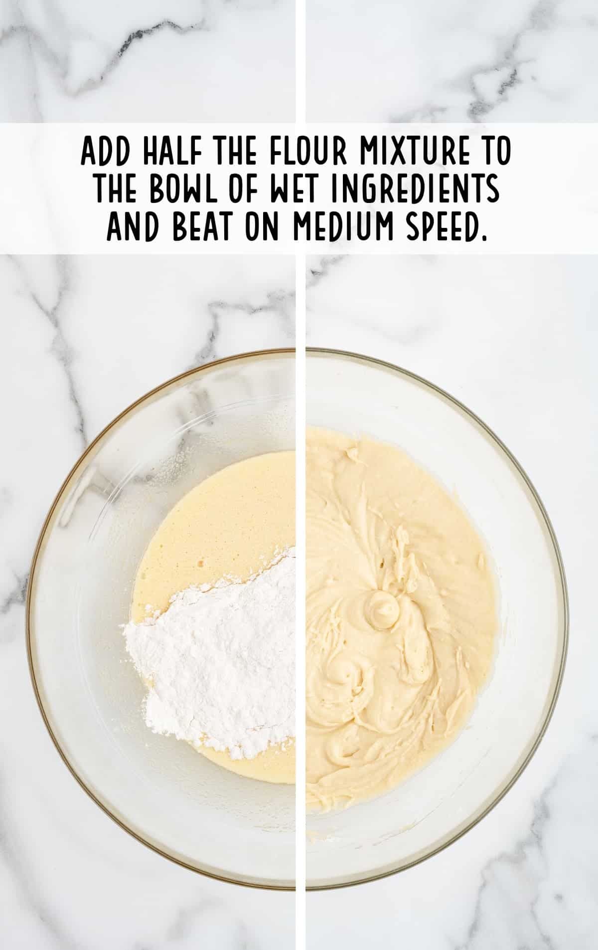 Muffin batter in a mixing bowl.