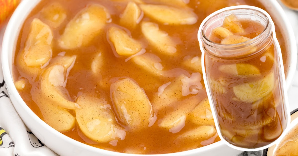 Apple Pie Filling Recipe in a bowl and in a jar