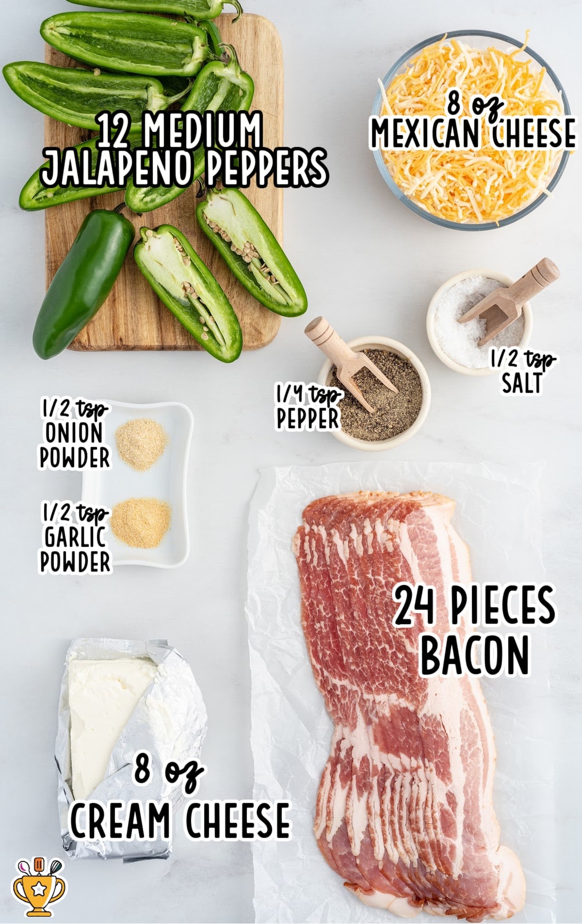 ingredients to make Bacon-Wrapped Jalapeno Poppers