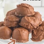 Chocolate Coconut Balls on a cake stand
