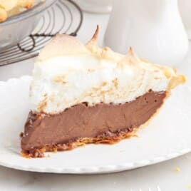 a piece of Chocolate Meringue Pie on a plate