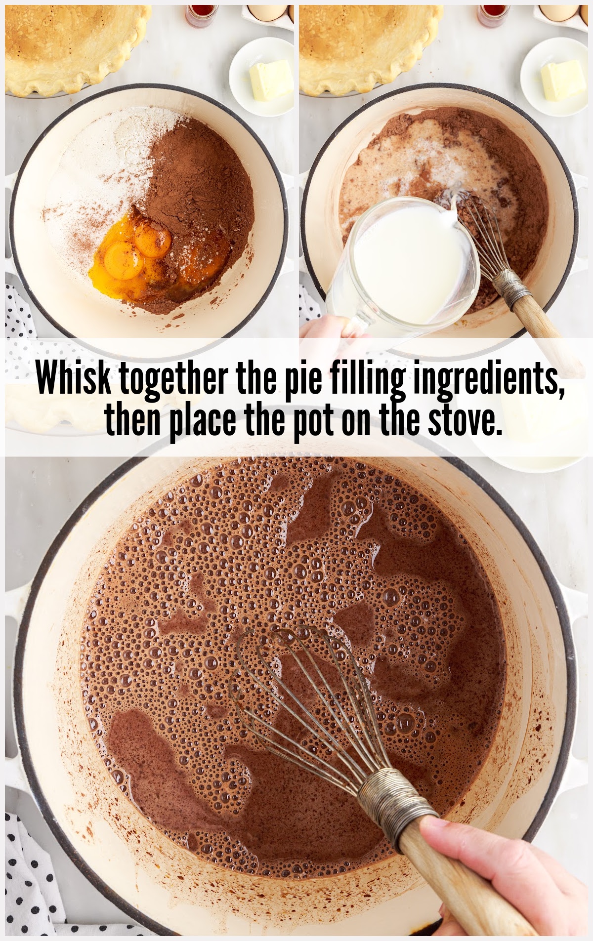 pie filling ingredients whisked together in a bowl