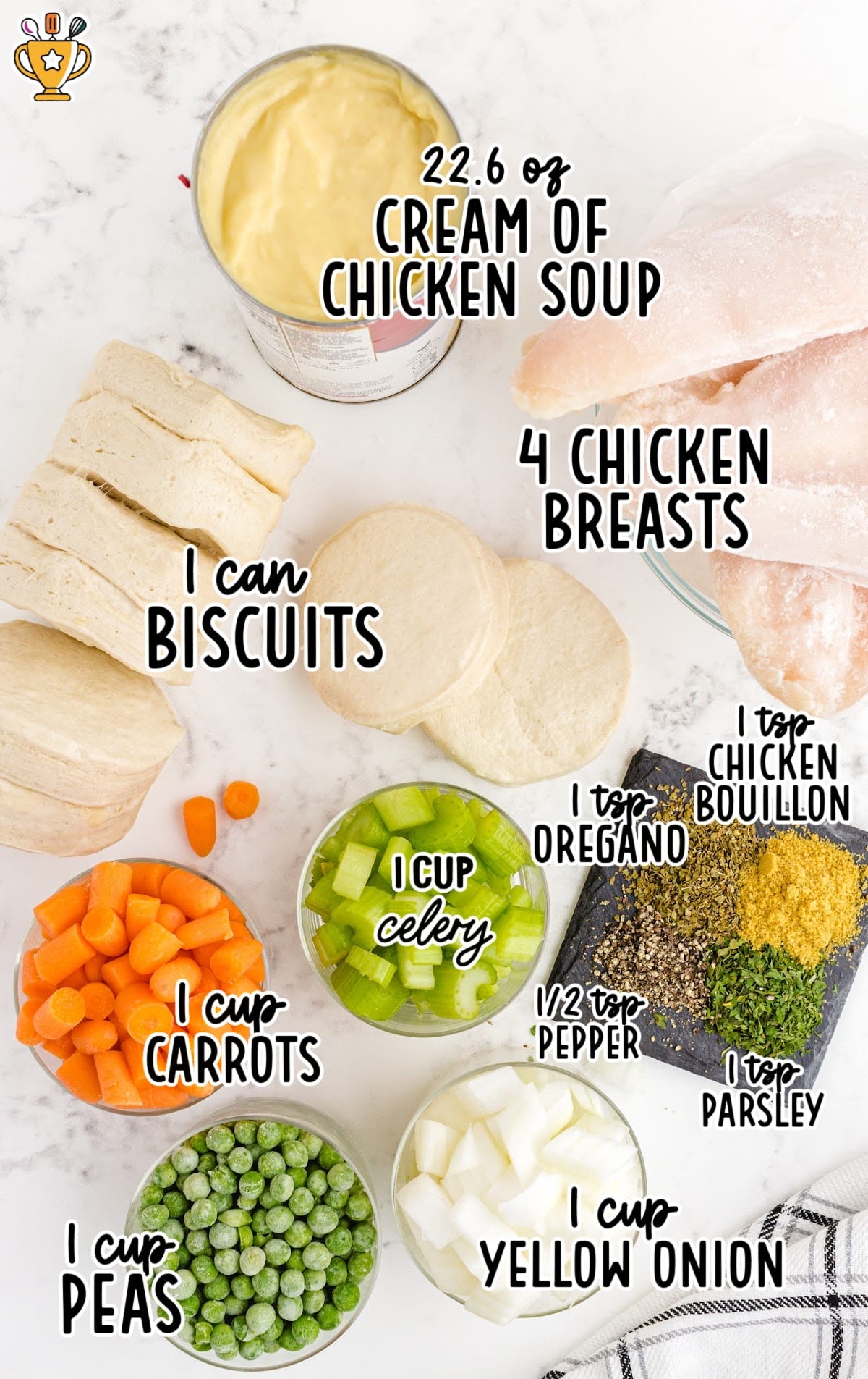 Ingredients for making Crock Pot Chicken and Dumplings
