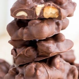 a stack of Chocolate Peanut Clusters