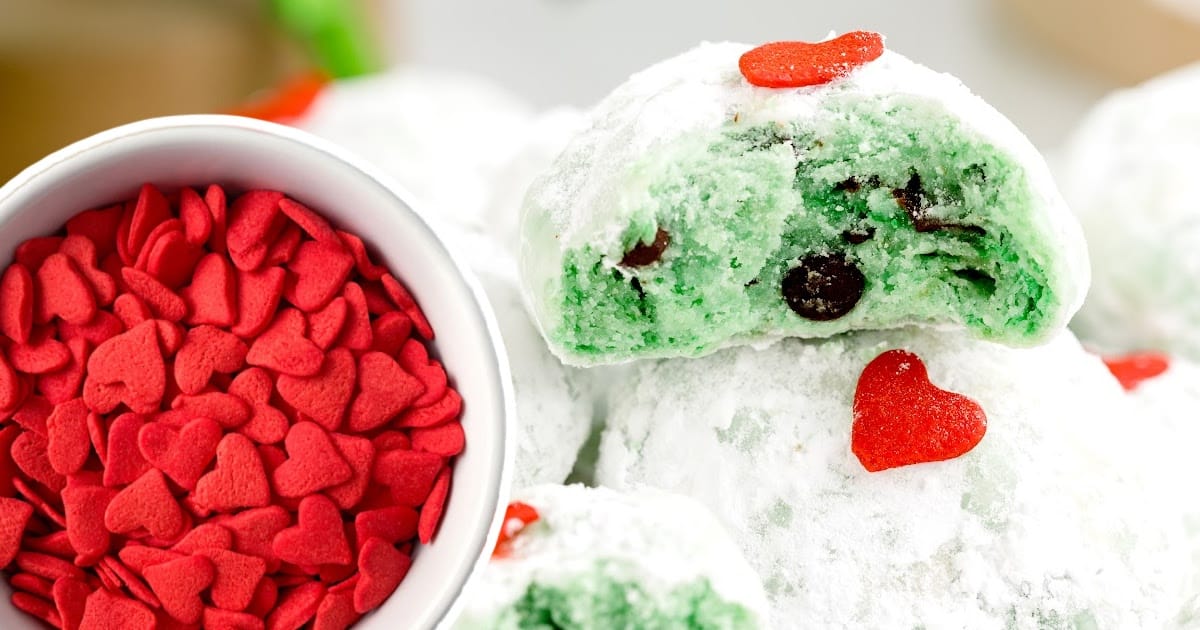 Grinch Snowball Cookies