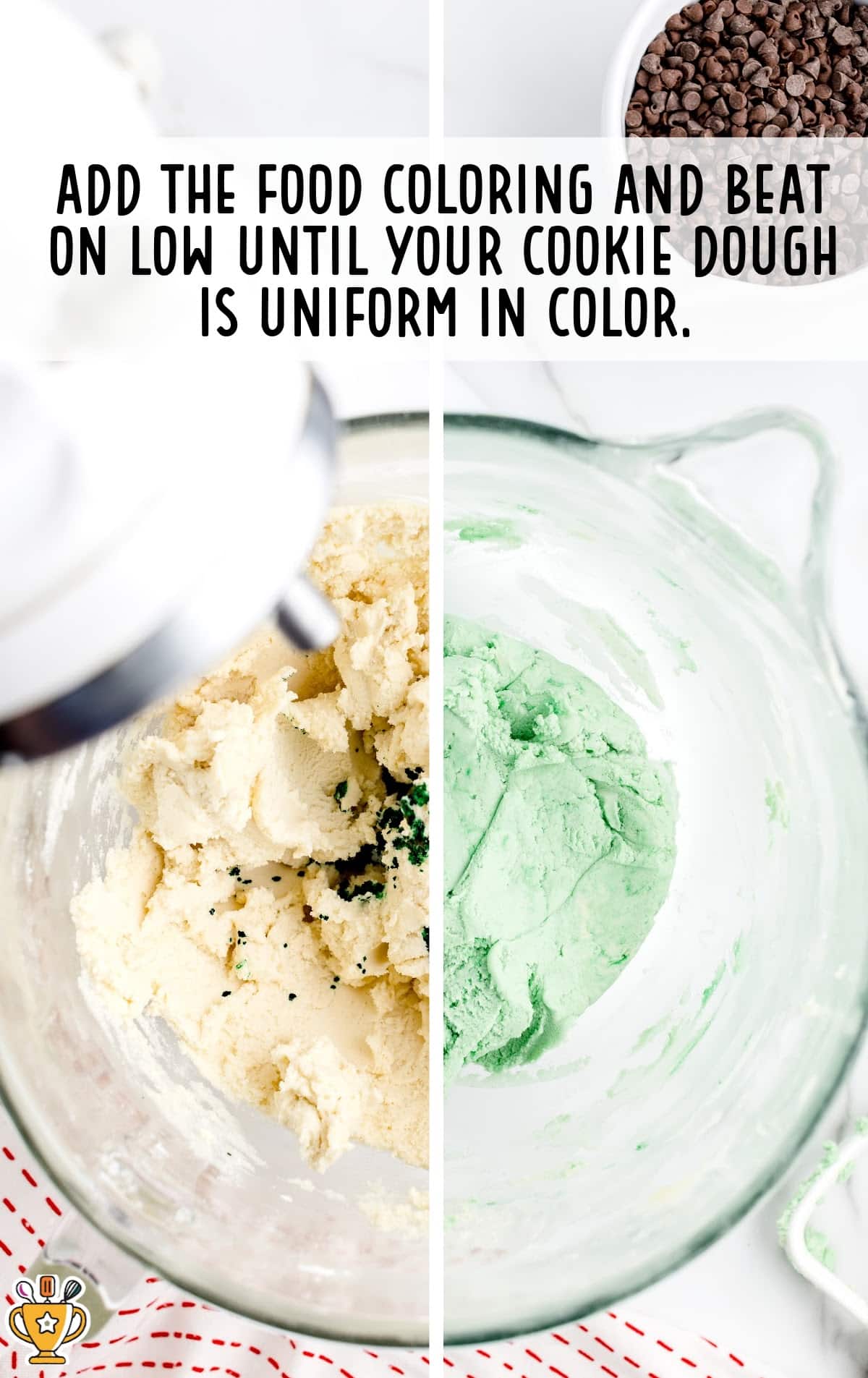 food coloring added on cookie dough