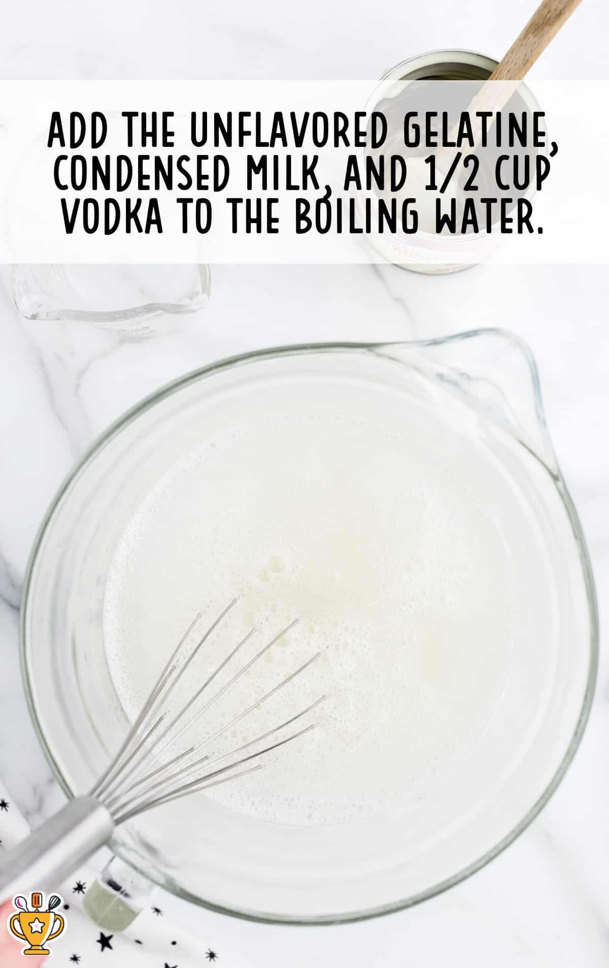 the unflavored gelatine mixture in a glass bowl.